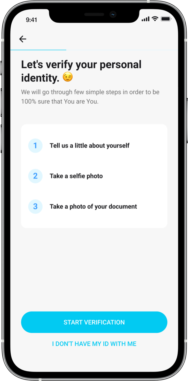 Wowzi creator app identity-verification flow